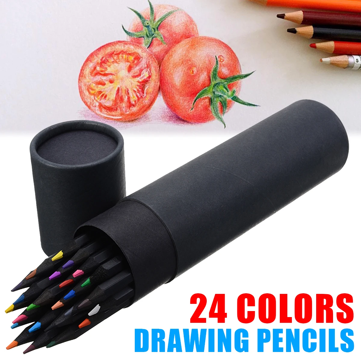 

24 Colors/set Sketching Pencils Oil Drawing Set Artist Non-toxic Coloured Pencil Gift for Art Enthusiasts Kids Friends