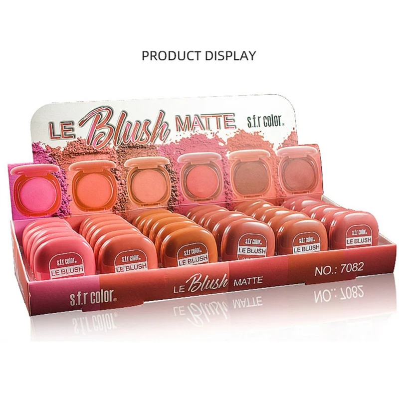 Single Color Gradient Blush Waterproof Smudge-proof Long Lasting Brighten Skin Color Blusher Facial Makeup With Mirror T7
