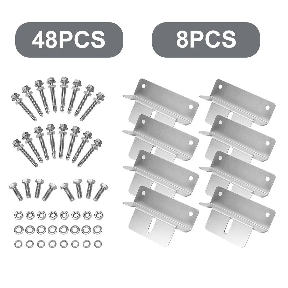 8pc Solar Panel Mounting Brackets Flat Roof Mount Kit Car Aluminum Bracket Solar System Installation Accessories With Nuts Bolts ► Photo 2/6