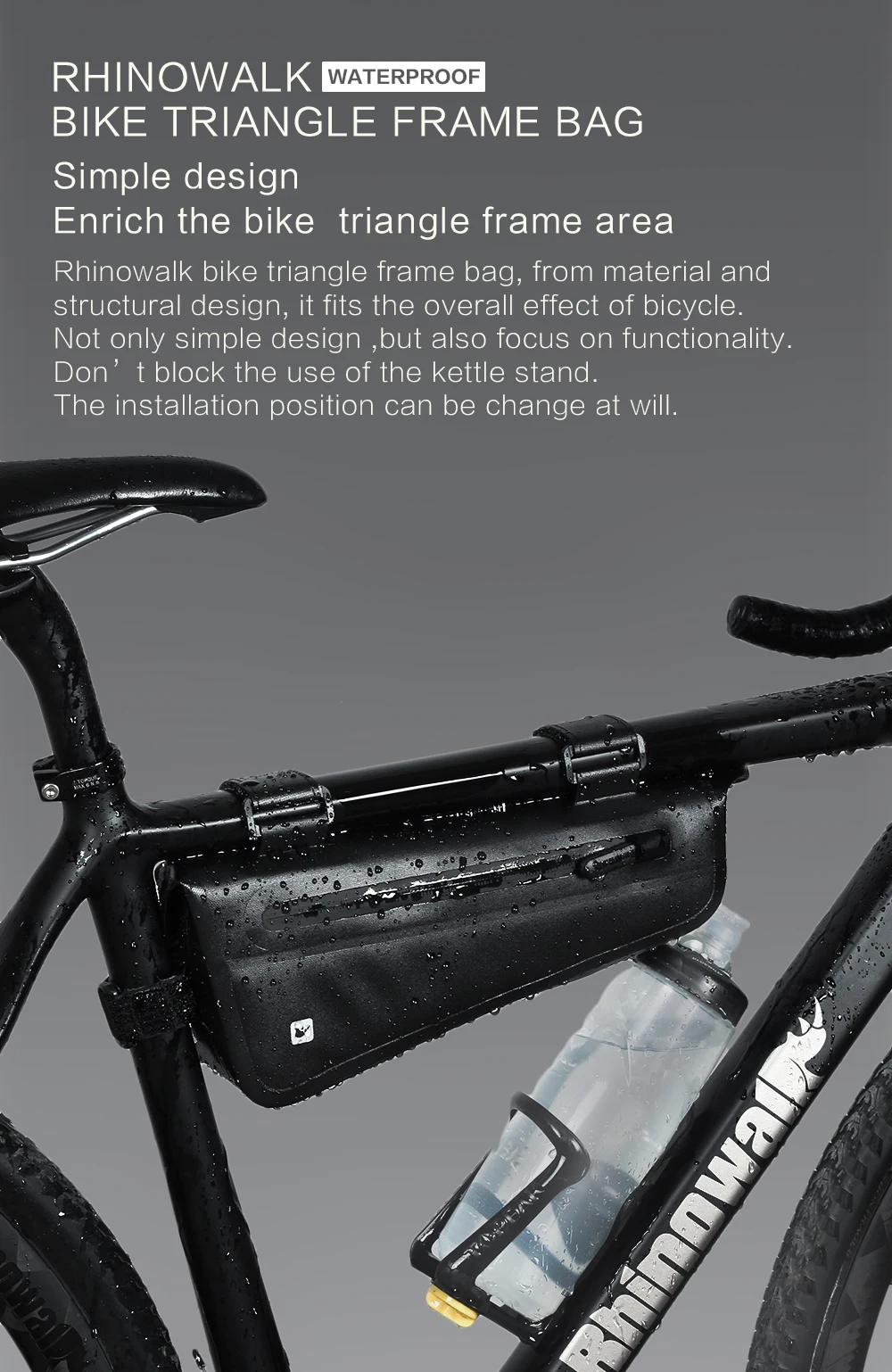 Rhinowalk 1.5L Waterproof Top Tube Bicycle Bag Hard Shell Bike Bag Stable Cycling Frame Bag Bike Accessories for  Road bike