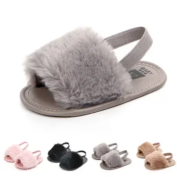 

Infant Baby Girl Fluffy Fur Soft Sole Sandals Toddler Summer Shoes Bowknot Shoes Baby Crib Shoes