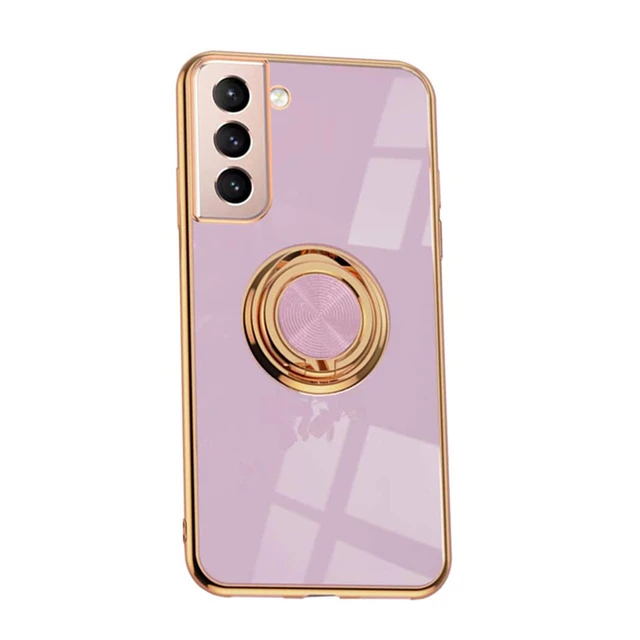 Luxury Ring Case For Samsung Galaxy S21 Plus Note 20 Ultra 10 S21Plus S21Ultra Note20 Note10 Soft Silicone Cover Holder Stand Purple