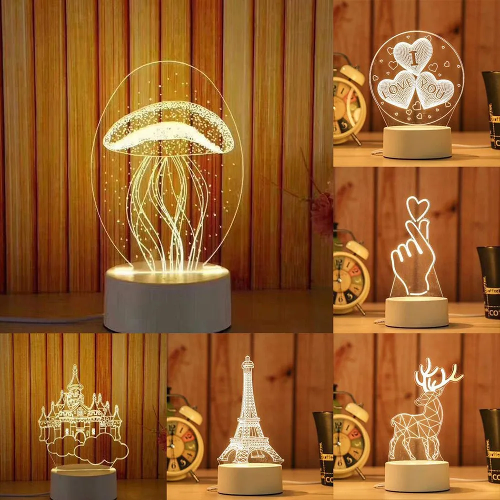 3D USB акриловый ночник s настольные безделушки светодиодный светильник пы