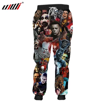 

UJWI Man Skull Horror Mask Clown devil Sweatshirt Men's 3D Harajuku Oversized Pants Printed Cartoon Fitness Trousers