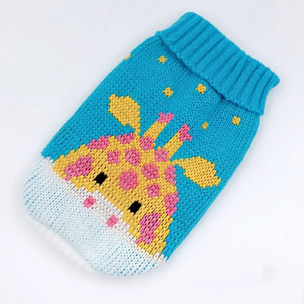 Giraffe Свитер для собаки, зимняя теплая одежда с рисунком кота, вязаный костюм, Рождественский свитер для маленьких собак, одежда для домашних животных - Цвет: Giraffe