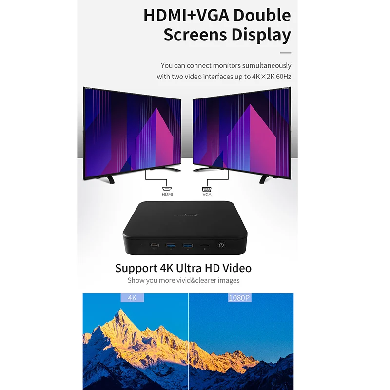 Jumper Ezbox N4 Мини ПК, для Intel Gemini Lake N4100 4 Гб ОЗУ 64 Гб ПЗУ 2,4 г/5 ГГц Wifi Windows 10 Мини ПК Поддержка Hdmi/Vga