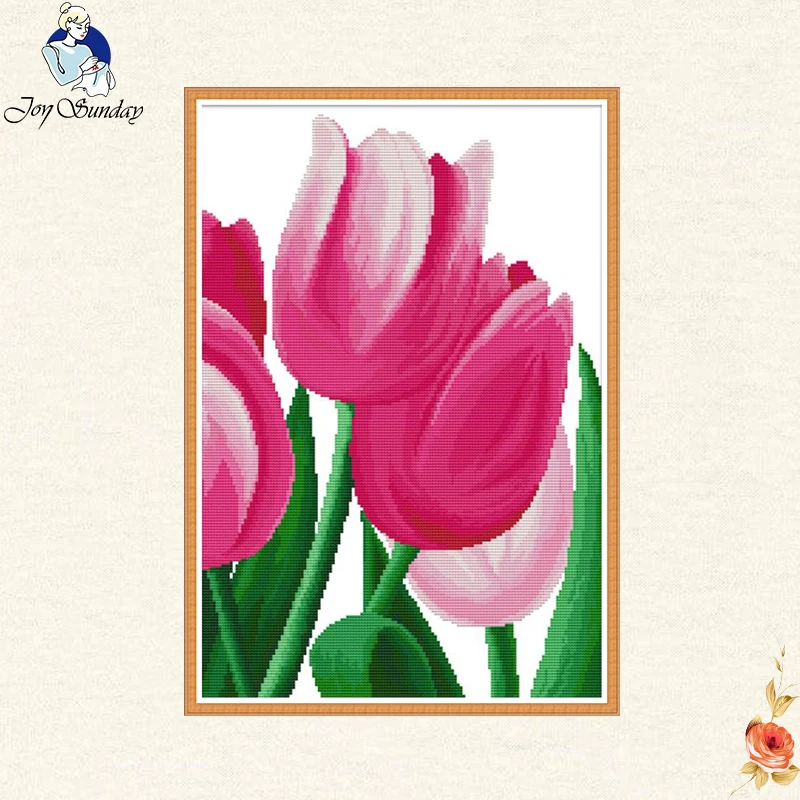 Joy Sunday цветок тюльпана счетная Вышивка крестом 11CT 14CT маленькая вышивка крестом DIY Китайский Набор для вышивки крестом вышивка рукоделие