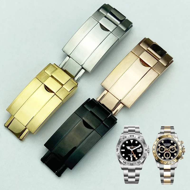 

16 * 9mm 316L Stainless Steel Deployment Buckle for Rolex Submariner Watch 20mm Daytona Deepsea Yatch Master Black Gold Clasp