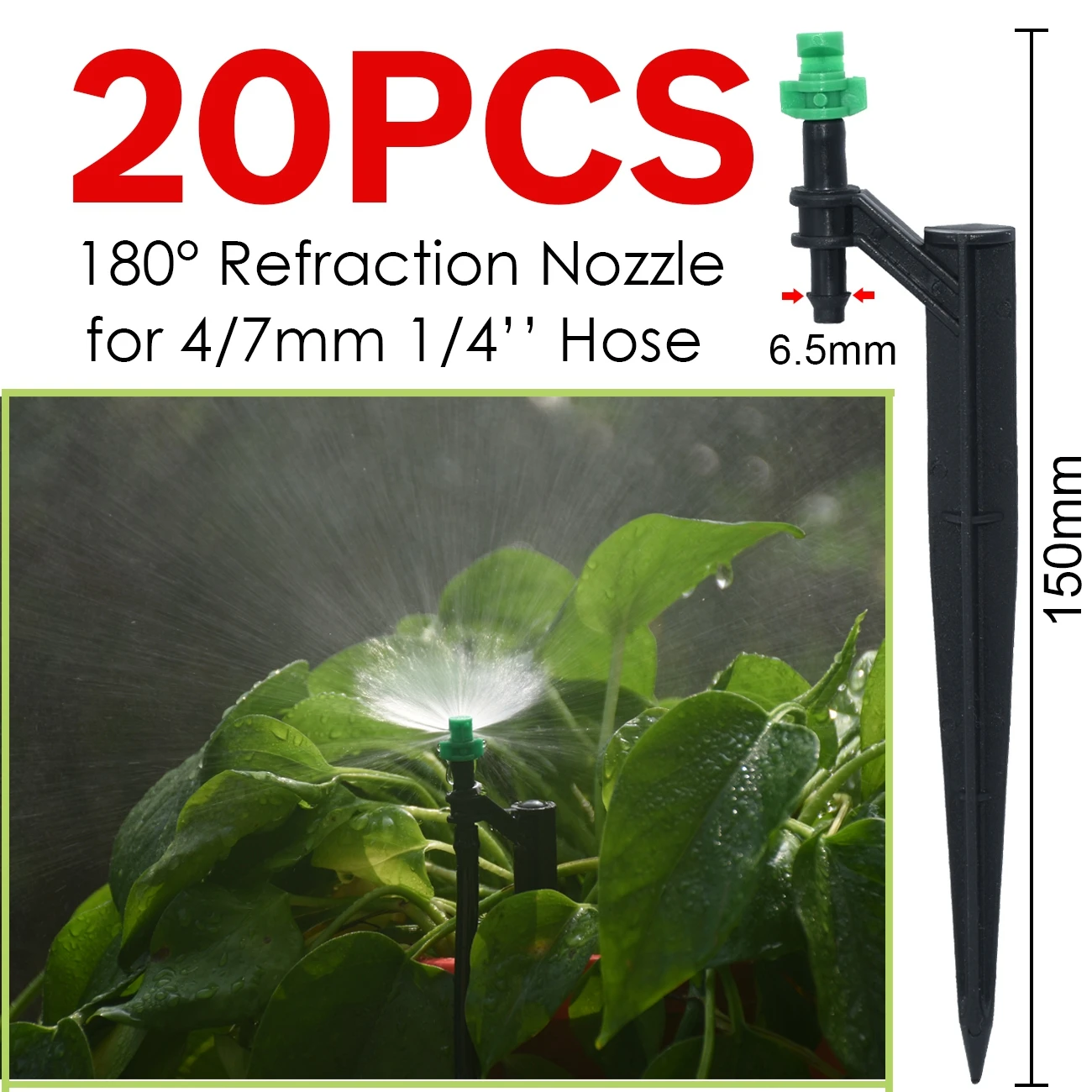 KESLA 20PCS 90/180/360 Degree Misting Nozzle 13cm Stake 1/4'' Barb Garden Irrigation Sprinkler Drip Irrigation Agriculture Farm