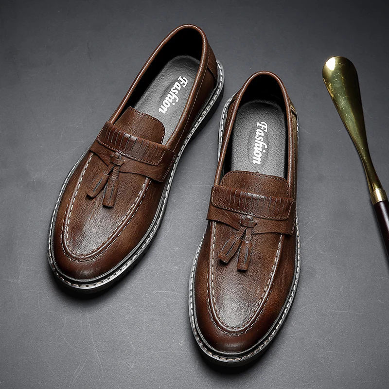 

Autumn Men Peas Shoes Brand Leather Casual Shoes Male Breathable Slip On Loafers Outdoor Driving Shoes Zapatos De Hombre *D20