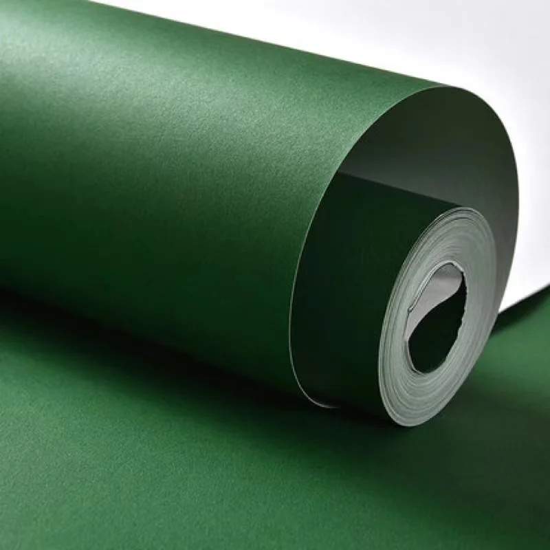 

American Retro Green Solid Color Plain Non-woven Wallpaper Nordic Bedroom Living Room Background Papel Tapiz Autoadhesivo Simple