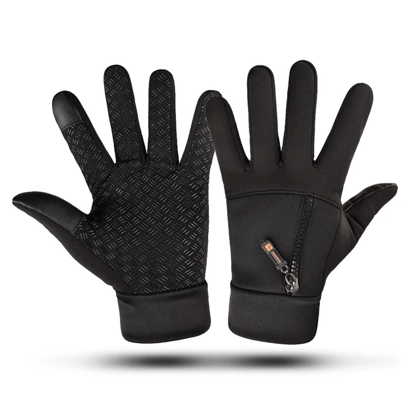 Мужские сенсорный экран для женщин зимние перчатки водонепроницаемые перчатки на молнии для верховой езды ветрозащитный теплый флисовый Лыжный велосипед Мотоциклетные Перчатки