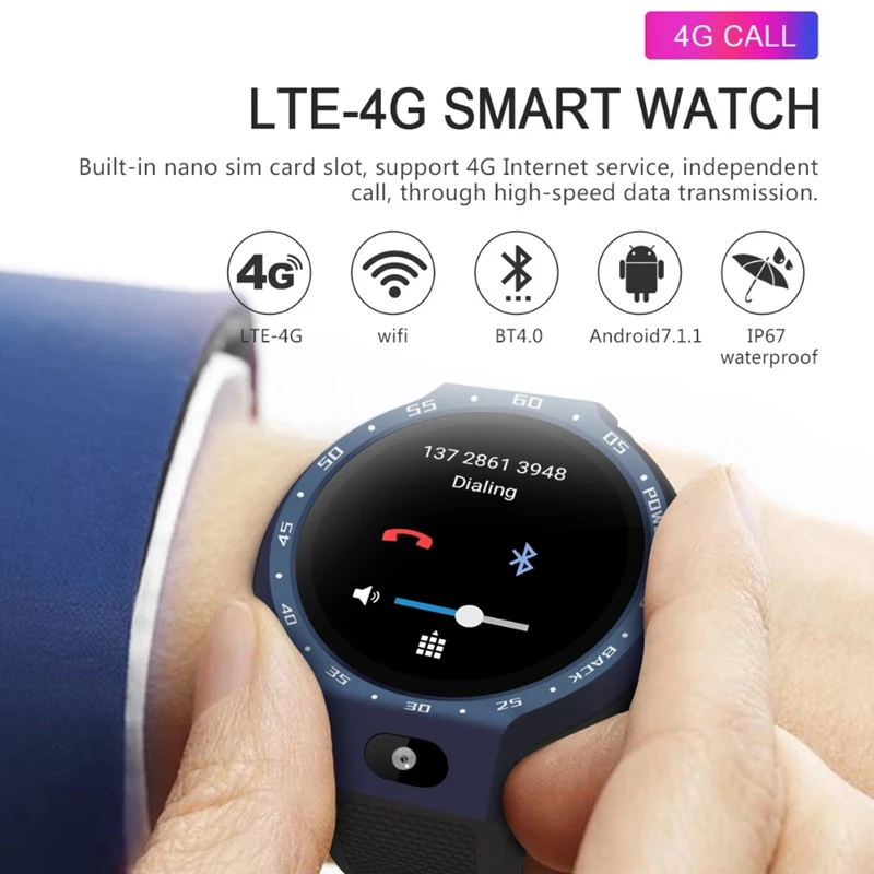 Z30 Dual System 4G Smart Watch Phone Android 7.1 5MP Front Camera 600Mah Support GPS WIFI Heart Rate Smartwatch