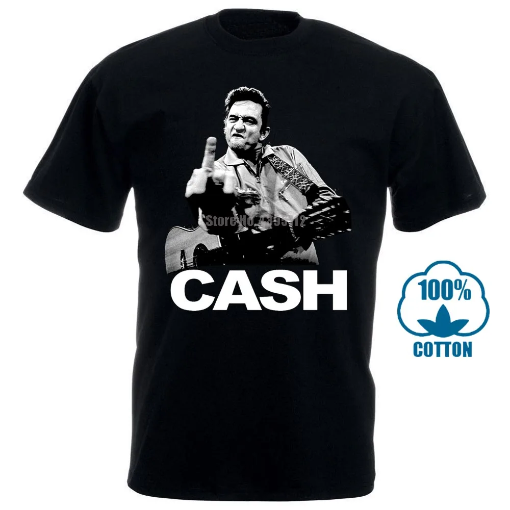 Мужская мода, футболка с изображением Джони кэша, средний палец, тяжелый металл, рок-группа, мерчендисе, дизайнерская футболка, хипстерские топы, крутые футболки