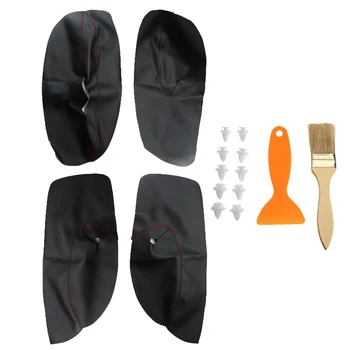 

Car Microfiber Leather Door Armrest Cover Interior Door Panel Protective for Volkswagen Bora Golf 4 2002-2006 Black+Red