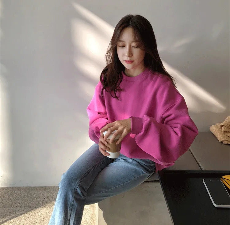 WHITNEY WANG Осенняя модная уличная однотонная Толстовка женские толстовки пуловер