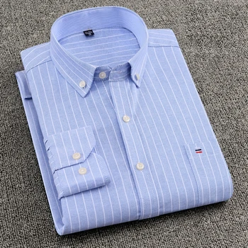 

Mens Shirt 100% Cotton Plus Size 6XL 7XL 8XL for Big Men 125kg Casual Fashion Striped Blue Asian Size SCC212