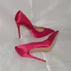 Veowalk Rose Pink Women Satin Stilettos High Heels Slip On Pointy Toe Silk Pumps Elegant Ladies Wedding Bridal Dress Shoes ► Photo 3/6