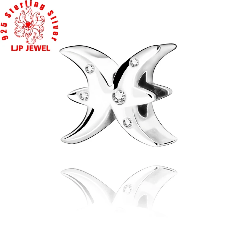 

2019 New 925 Sterling Silver Sparkling Pisces Zodiac Charm fit Original Pandora Bracelets Women DIY Jewelry