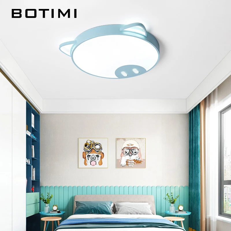 BOTIMI 220V светодиодный потолочный светильник для спальни с рисунком из мультфильма, розовый потолочный светильник для девочек, голубой светильник для мальчиков, светильник для освещения, металлические лампы