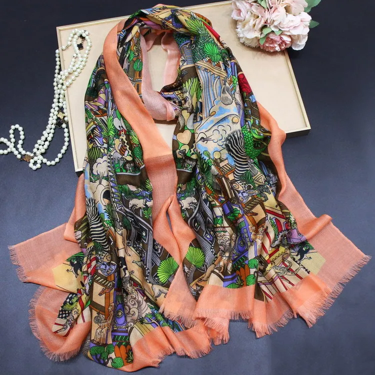 

Zootopia Super Fine Pure 300 Cashmere Scarf Pashmina Match Headband Big Scarves Multi Function Drop Shipping YR28