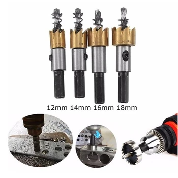 

M35 HSS 6542 Titanium Coated Hole Sawtooth Cutter Core Drill Bit 12/14/16/18mm For Metal And Steel Plate Cutting Hole Opener