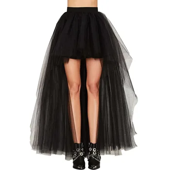 

Gothic Women's Skirt Tulle Long Female Party Mesh Skirt For Corset Maxi Steampunk Pleated Floral Ruffled Irregular Club Dance