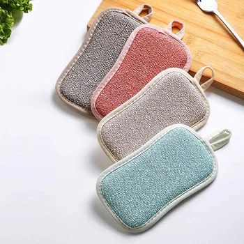 

4pcs Washing Cleaning Cloth Scouring Pad Double-side Washing Towel Cloth Scouring Pad Kitchen Supplies Cleaning Rags