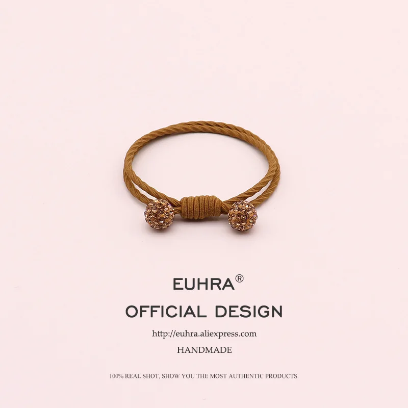 EUHRA, 4 цвета, инкрустированные Стразы, кварцевые плетеные, для женщин, эластичные резинки для волос, Детские резинки, высокая эластичность - Цвет: Color 2
