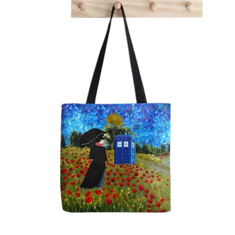Shopper Romantic girl Mary Poppins Painted Tote Bag women Harajuku shopper handbag girl Shoulder shopping bag Lady Canvas Bag