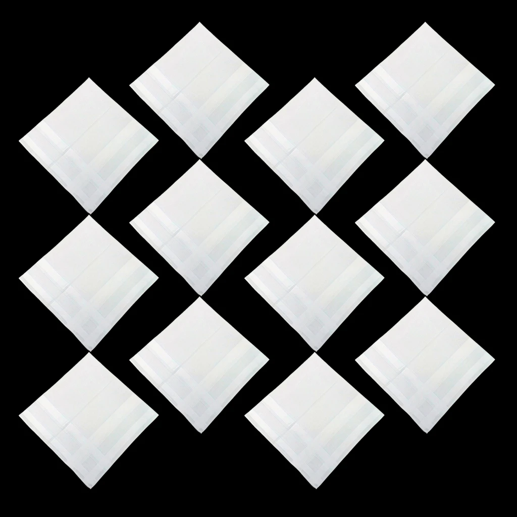 12 Pack Classic Womens Mens 100% Soft Cotton Handkerchiefs Solid White Hankies