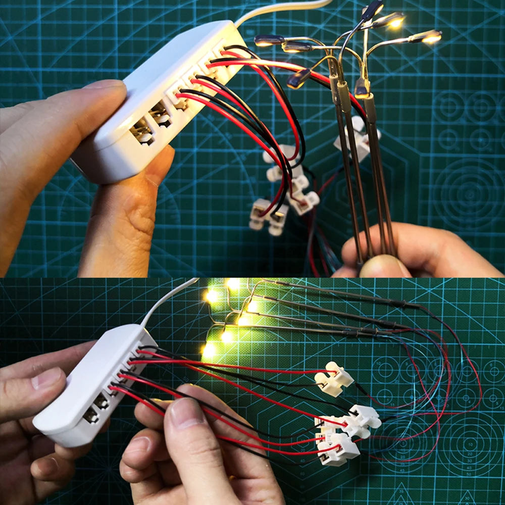 LED Lights Wiring System Distributor Hub Sharing Box 2510 Port Male Plugs For Model Train Railway Connection 4