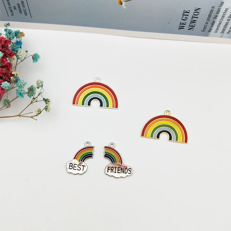 

10pcs Rainbow Enamel Metal Charms Pendant For Earring Making Colorful Drop Oil Dangle DIY Bracelet Jewelry Accessory Craft FX183