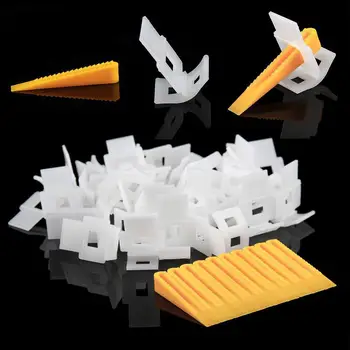 

100Pcs Tile Leveling System Construction Spacer Flooring Composite(Yellow+White)