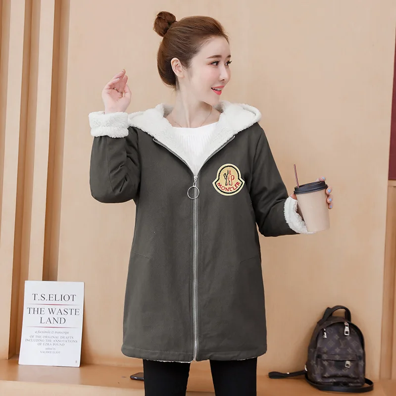 

2019 Winter Korean-style Lambs Wool Jeans Coat Large Size Students Brushed And Thick Cotton-padded Clothes Cotton Coat Tops Wome