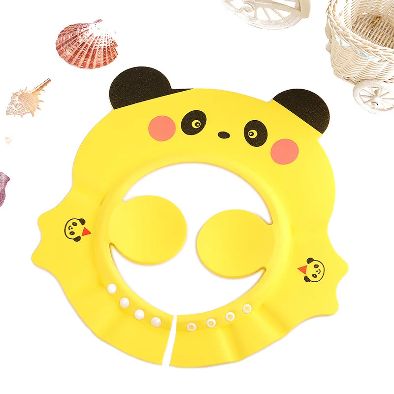 Новая EVA Высококачественная детская шапочка для душа регулируемая для От 0 до 10 лет детская защита для ушей детская водонепроницаемая шапочка для душа - Цвет: Yellow Panda