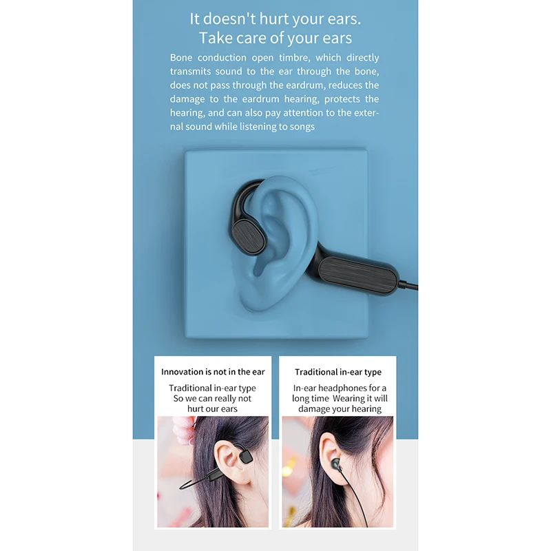 G200 Neck Wearing Wireless Sports Headphones Wireless Bone Conduction Earphones Bluetooth 5 1 Subwoofer Surround Sound