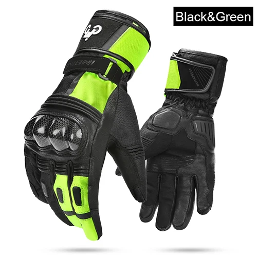Black and Green INBIKE зимние мотоциклетные перчатки теплые перчатки водонепроницаемые Мотоциклетные Перчатки TPR Pad мужские велосипедные гоночные мото велосипедные перчатки - Цвет: Black and Green