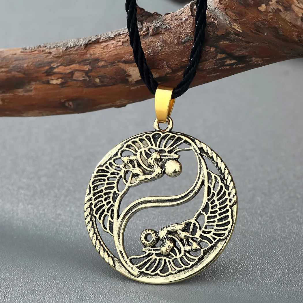 

Chinese Taoism Yin Yang Necklace Tai Chi Symbol Pendant Necklace 2 Colors Antique Gold & Antique Silver Plated