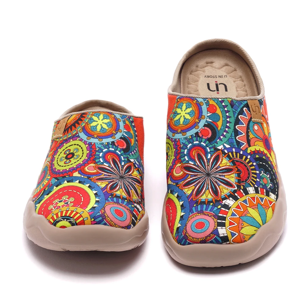 UIN-zapatilla de viaje para mujer, zapatillas ligeras antideslizantes para el hogar, para caminar informal, arte pintado, zapatos de vacaciones con flores
