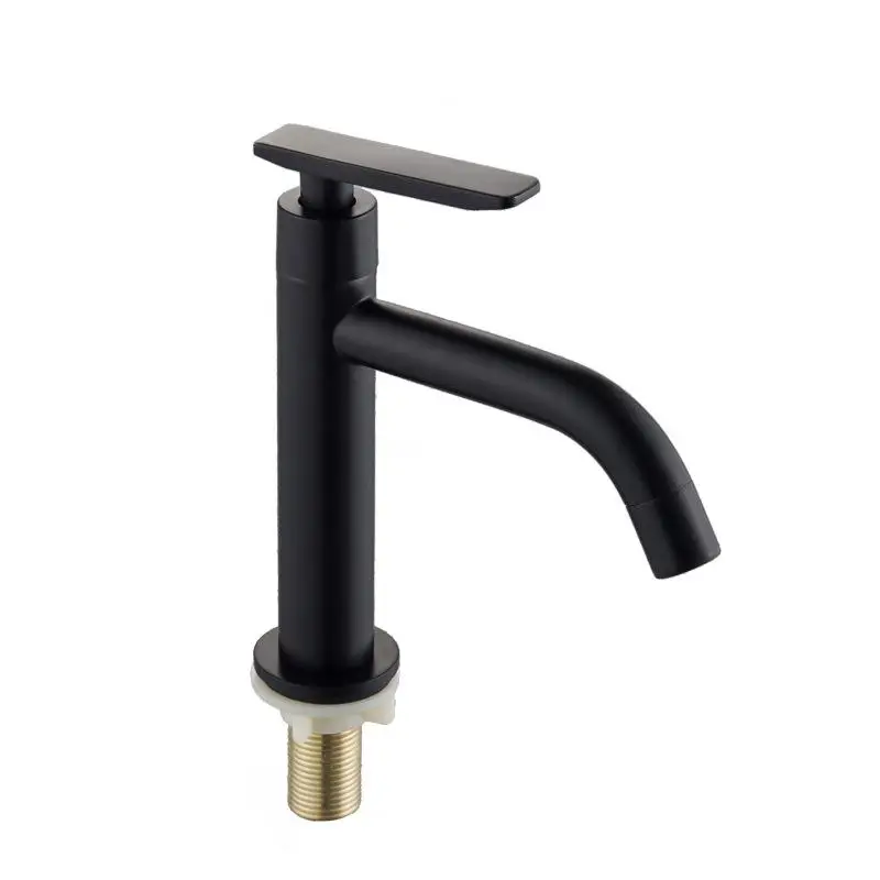 

Matte Black Basin Faucet 304 Stainless Steel Bathroom Sink Washing Tap Fashion Single Cold Single Handle Water Tap