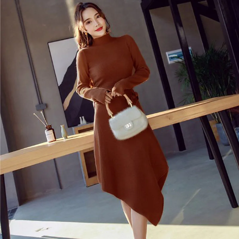 

Dress 2019 Winter New Style Debutante WOMEN'S Dress Knitted Slim Fit Waist Hugging Fashion One-step Skirt