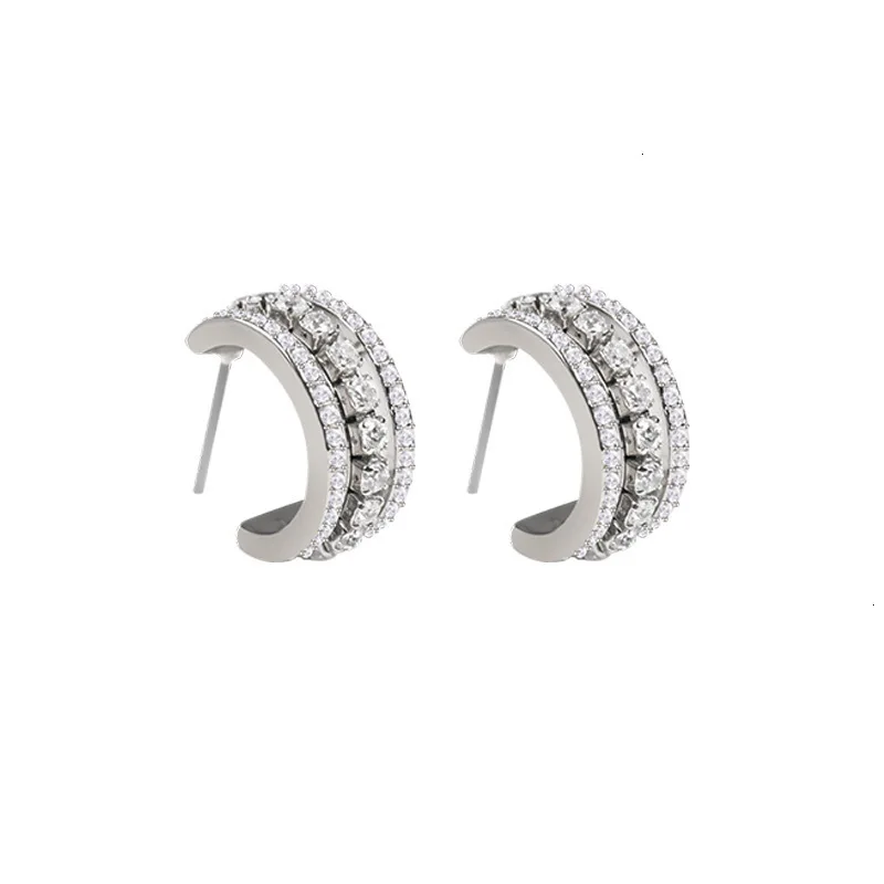 SWA качество. Классические строгие женские серьги - Цвет камня: Rhodium Plated