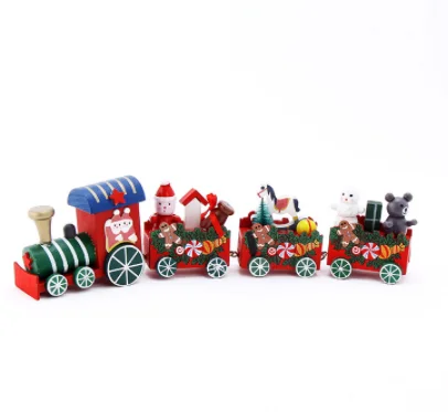 Рождественские украшения деревянные Мультяшные поезда детские игрушки