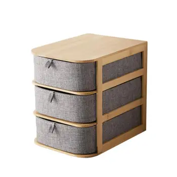 

Office Waterproof Storage Drawers Home Storages Multi-layer Drawer Type Bamboo Wood Desktop Storage Box Makeup Make Up Organizer