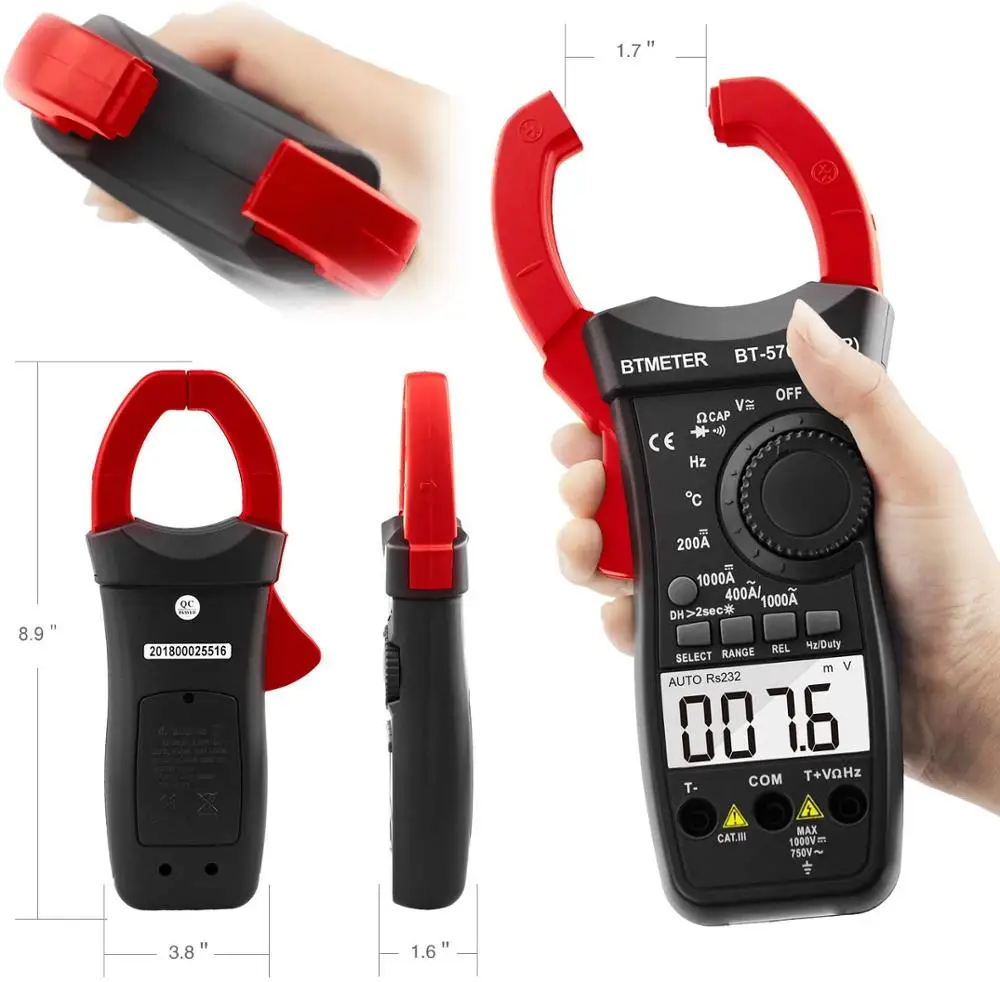

BTMETER 570N True RMS Digital Clamp Meters,Auto Range 6000 Display AC/DC Current & Voltage Tester Meter,Inrush Current test