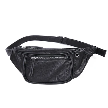 

MABULA Fashion Litchi Pattern Chest Packs Soft High Quality Leather Waist Bags Classical Outdoors Sport Belt Bag for Travel 2020