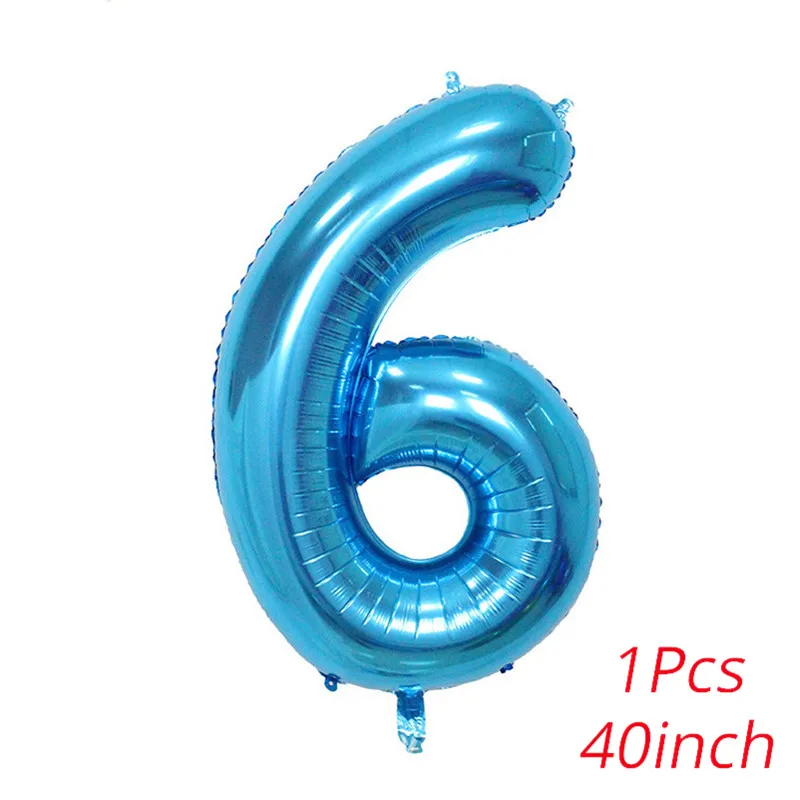 Голубые латексные воздушные шары-гирлянды для мальчиков, воздушные шары, арки, вечерние принадлежности, украшения для вечеринки на день рождения, для детей, для малышей, для мальчиков, Балон, подставка, комплект - Цвет: 40inch number 6