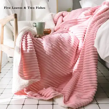 

Hot Beds Thickened thermal Double-sided lambskin blanket New Year bedding Double bed Soft Flannel Blankets Winter Warm Blankets