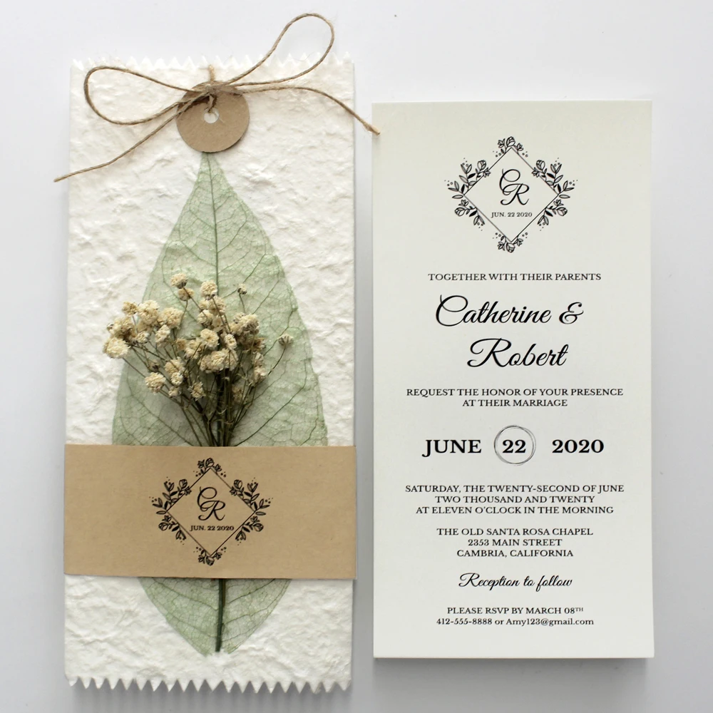 Green Leaf Wedding Invitation